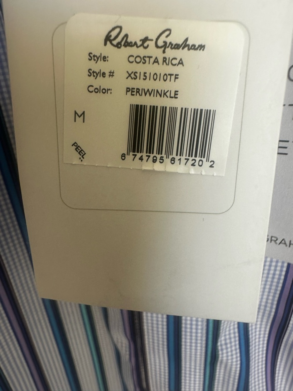 NWT Robert Graham Blue Striped casual Button Down Costa Rica size medium - Picture 5 of 13